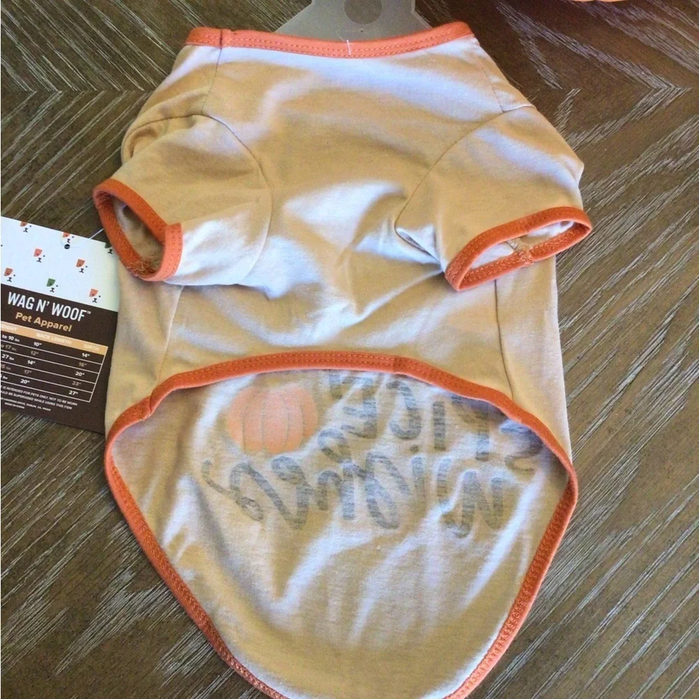 Cute Fall Autumn Pumpkin Dog Pet Tee Shirt Clothing Size Medium
